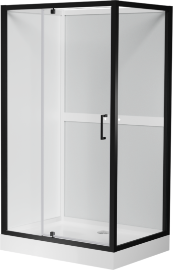 Cabine de douche d’angle 90×120 cm – verre transparent et profil noir mat