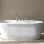 Baignoire îlot ovale en solid surface 170 × 76 cm – matériau minéral robuste