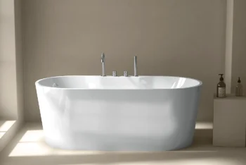 Baignoire îlot ovale en solid surface 170 × 76 cm – matériau minéral robuste