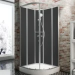 Cabine de douche intégrale arrondie 89×89 cm – Verre 5 mm, profilés alu argenté