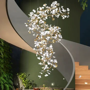 Suspension lustre en cascade florale – Design spirale élégant