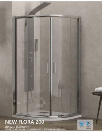 Cabine de douche angle 1/4 de cercle 80×80 cm – Verre de sécurité 6 mm, portes