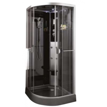 Cabine de douche intégrale 90×90 cm – Hydrothérapie, parois verre sécurit