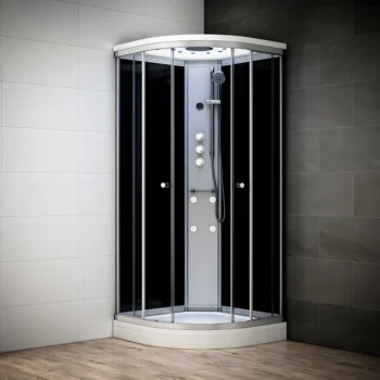Cabine de douche hydromassante 80×80 cm – Système massage complet, chromothérapie et ouverture coulissante