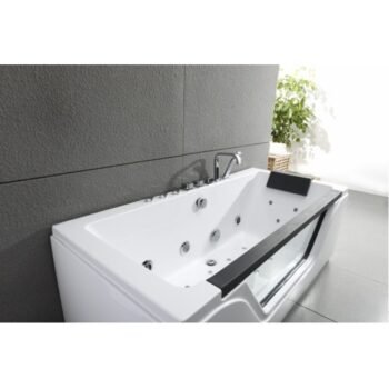 Baignoire balnéo rectangulaire 170 × 80 cm avec hydromassage, chromothérapie