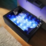 Baignoire balnéo d’angle duo 180×126 cm avec LED, ozonateur et Bluetooth