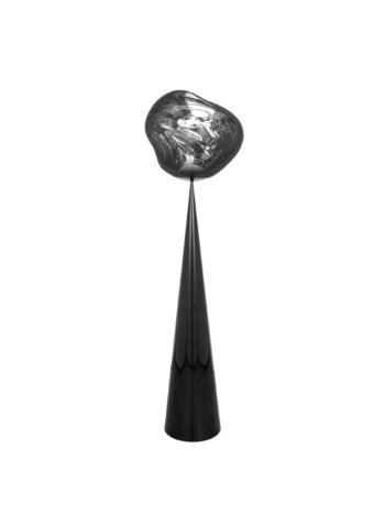 Lampadaire LED effet miroir argenté – lumière sculpturale