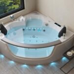 Baignoire balnéo jacuzzi d’angle 2 personnes – jusqu’à 33 jets, cascade et structure acrylique