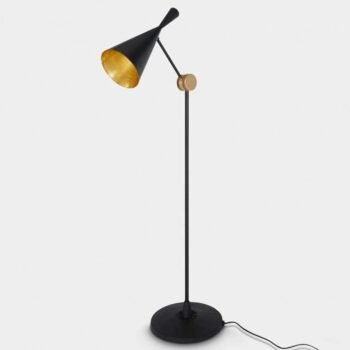 Lampadaire design laiton martelé – abat‑jour réglable