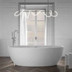 Baignoire îlot ovale en acrylique 186 × 88 × 60 cm – isolation thermique, vidage pop‑up