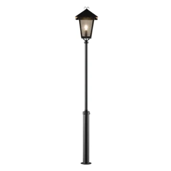 Lampadaire extérieur en aluminium noir avec diffuseur en verre – hauteur 254 cm, IP23