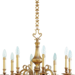 Lustre en bronze massif 8 lampes – Style Louis XIII, élégant et décoratif