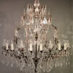 Lustre grand format en cristal & laiton – Suspension décorative prestigieuse