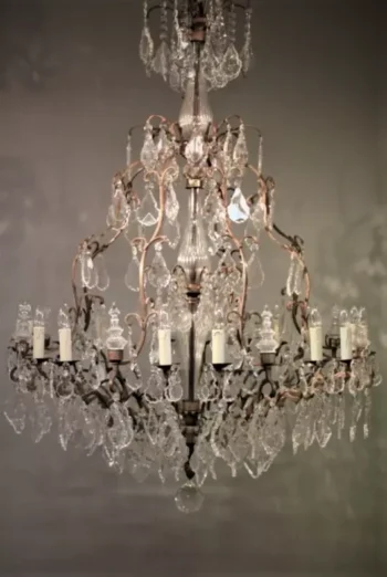 Lustre grand format en cristal & laiton – Suspension décorative prestigieuse