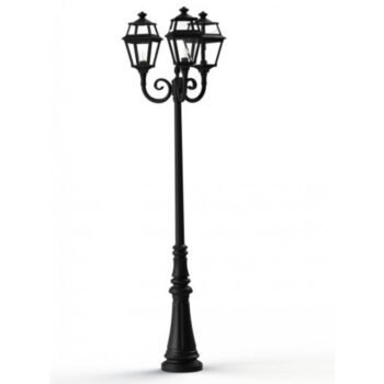 Lampadaire extérieur traditionnel en alu & lanterne à faces x – hauteur réglable
