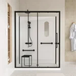 Cabine de douche accessible 160×85 cm – Sécurisée avec mitigeur thermostatique et sièges d’assistance