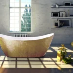 Baignoire îlot acrylique effet feuille d’or 173 × 73 × 75 cm – isolation thermique