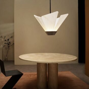 Suspension design sculpturale LED – Forme pétale avec diffusion lumineuse douce