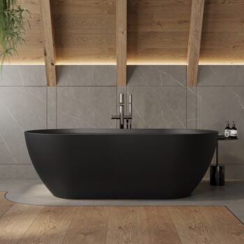 Baignoire îlot ovale en surface solide Corian® – design minimaliste et finition mate