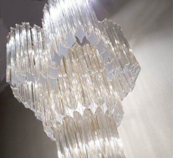 Suspension lumineuse verre blanc – Ø50 cm, H95 cm