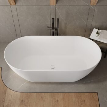 Baignoire îlot ovale en solid surface Corian Design – finition mate, multiple tailles