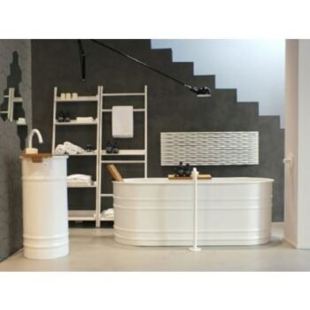 Baignoire îlot ovale en acier autoportante – 171 × 72,6 cm avec trop-plein et vidage